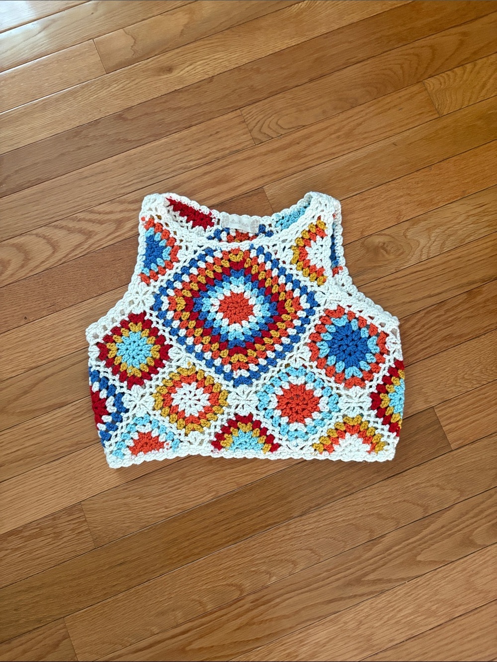 Altar'd State Multicolor Crochet Crop Top - White Trim